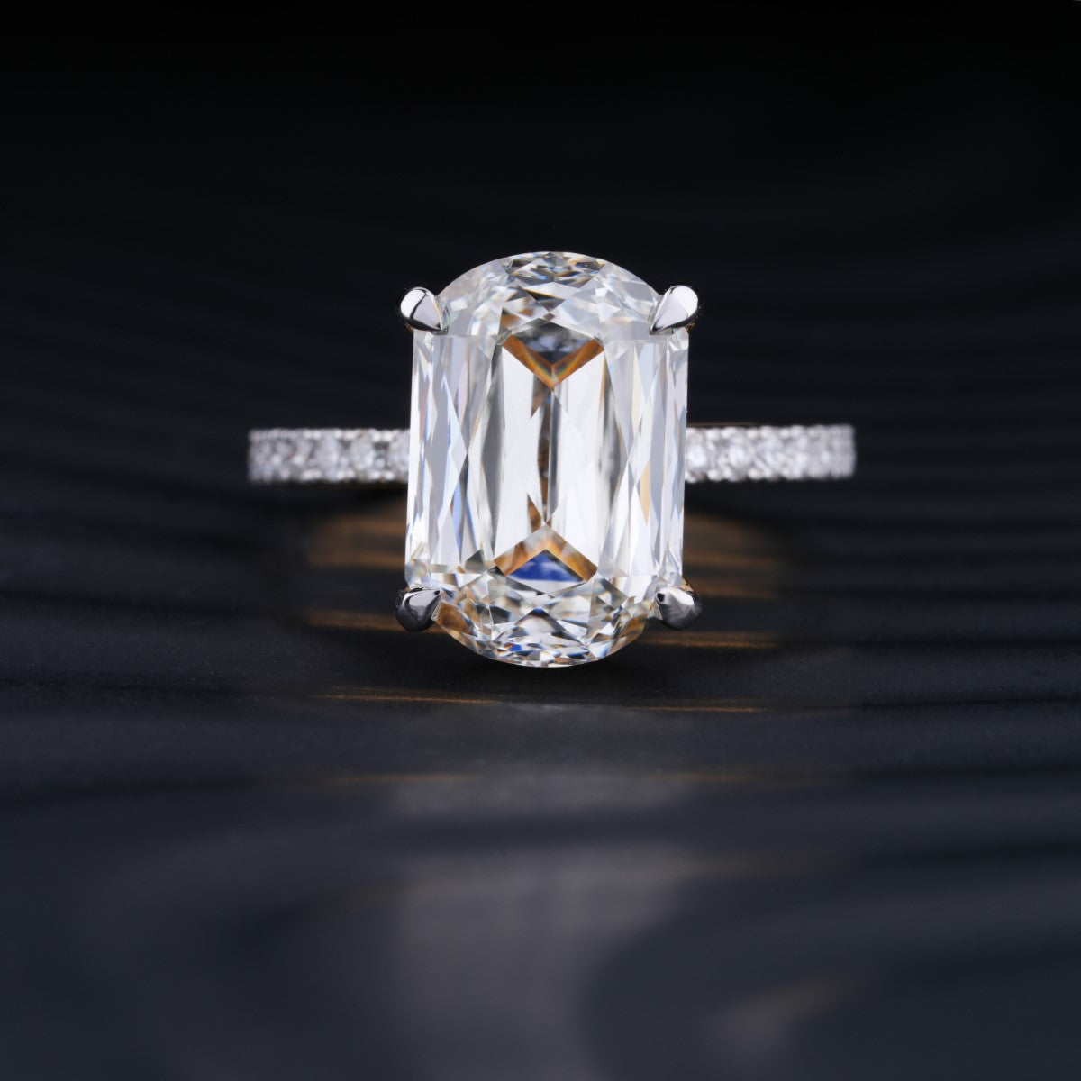 Cushion Cut Hidden Halo Engagement Ring