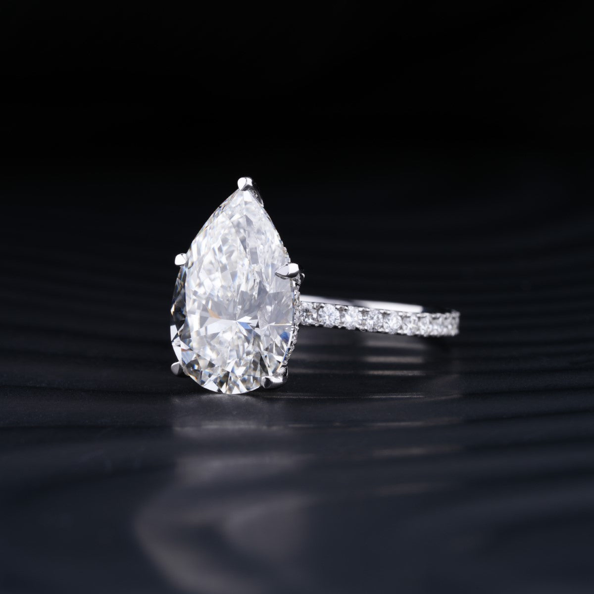 Pear Hidden Halo Engagement Ring | Earthly Jewels