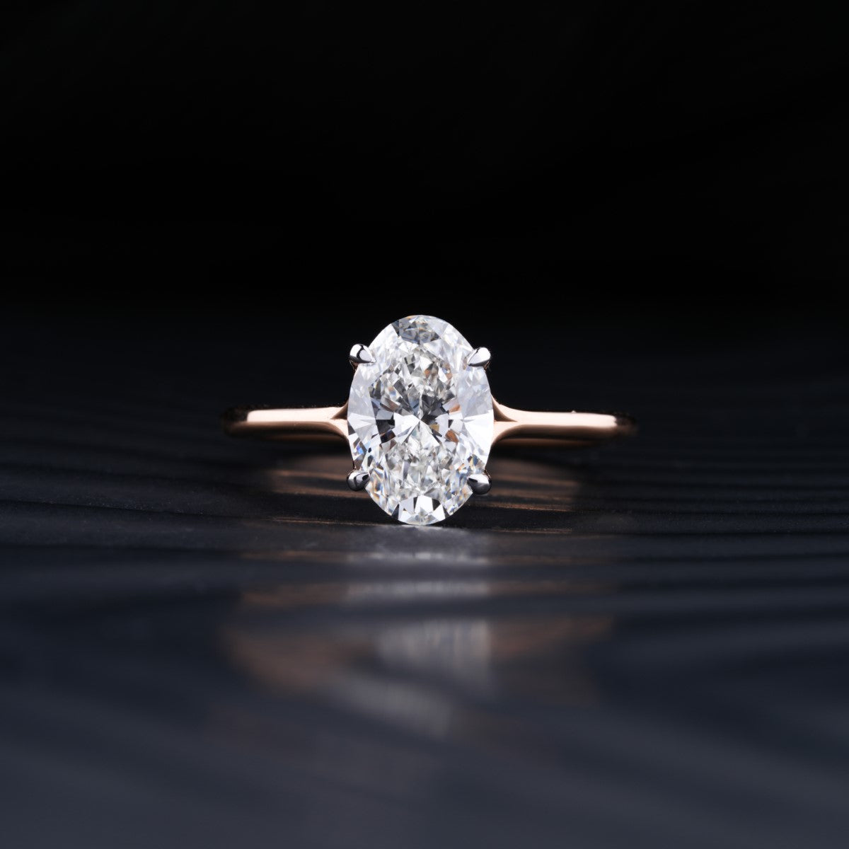 Oval Solitaire Engagement Ring With Mystique Stone