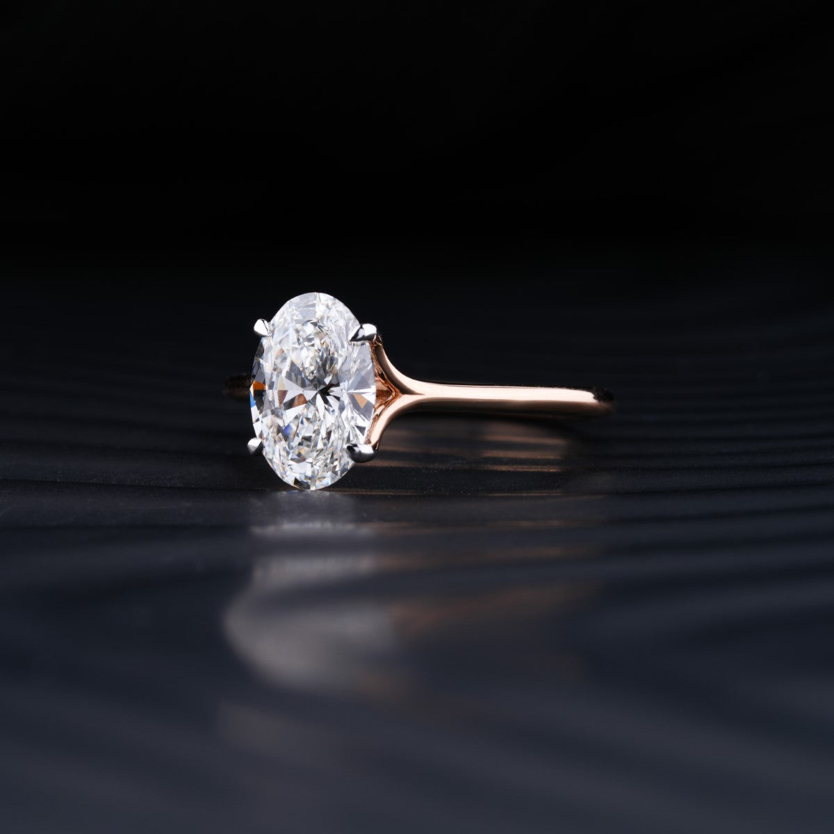 Oval Solitaire Engagement Ring With Mystique Stone