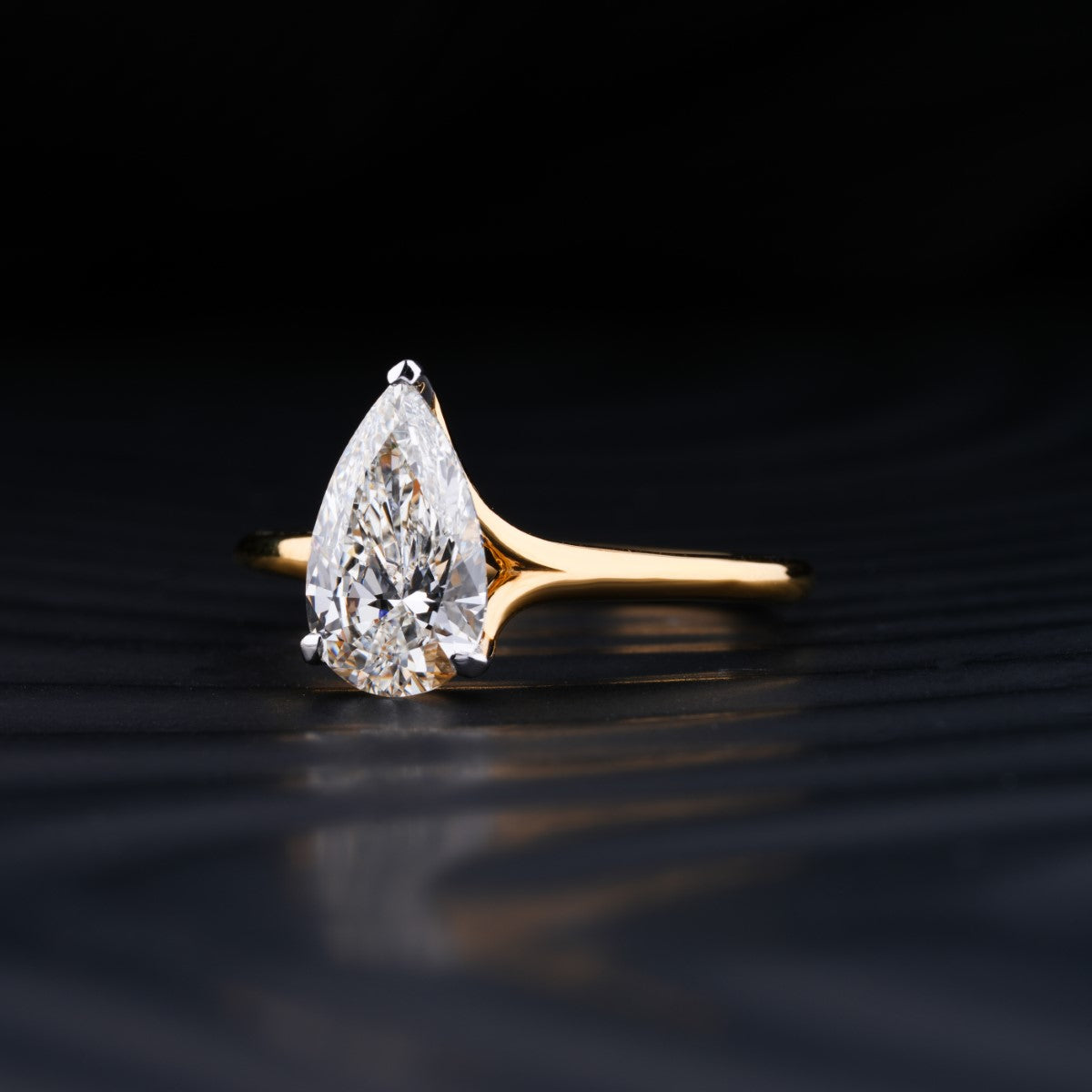 Pear Shaped Solitaire Diamond Ring