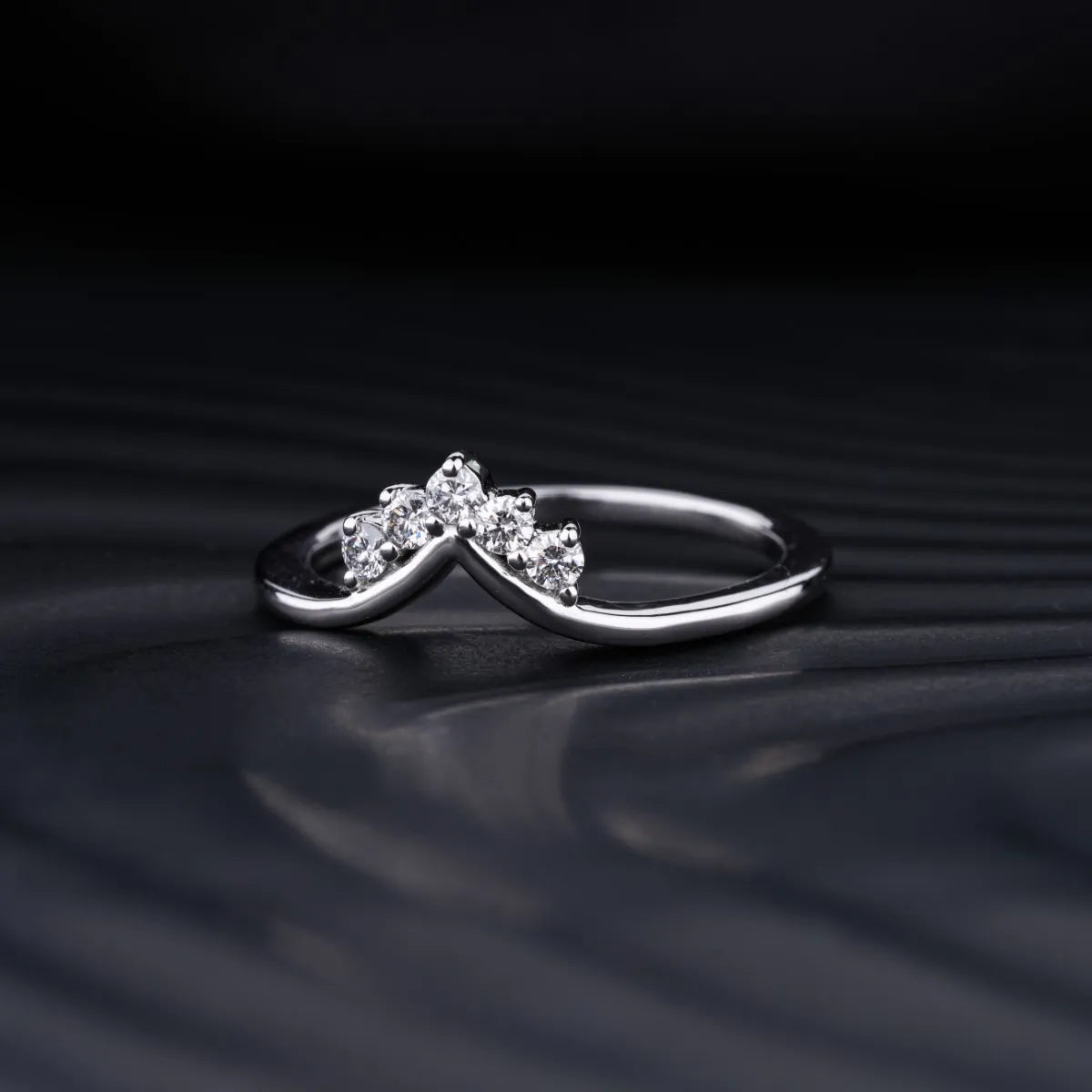 Tiny Crown Ring With Round Diamonds