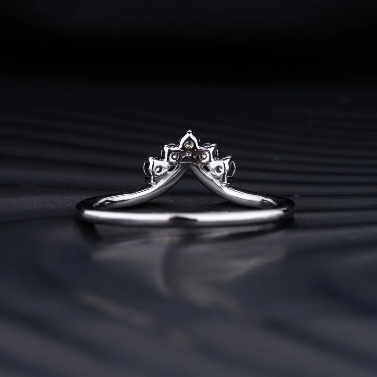 Tiny Crown Ring With Round Diamonds