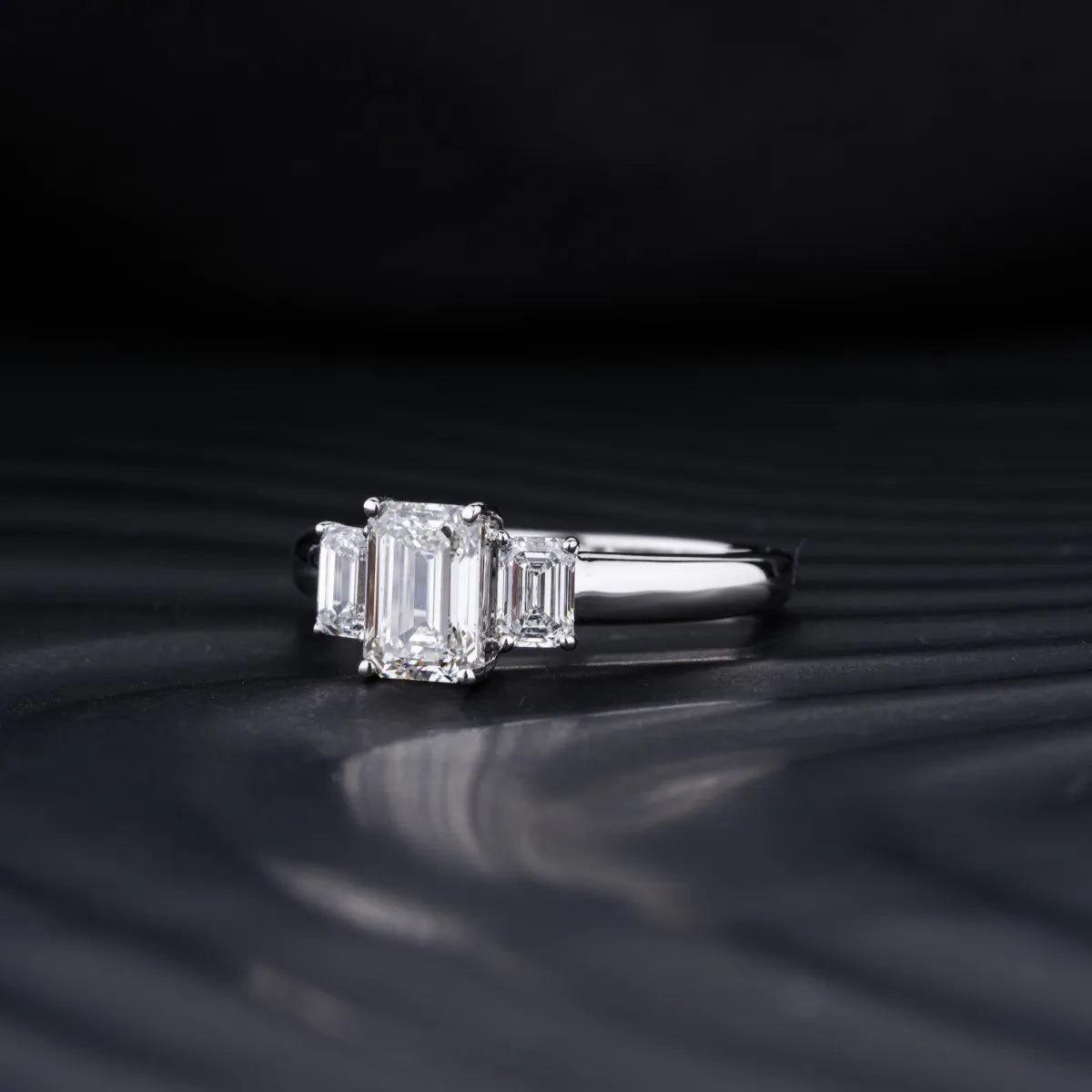 3 Stone Emerald Cut Diamond Ring | Earthly Jewels