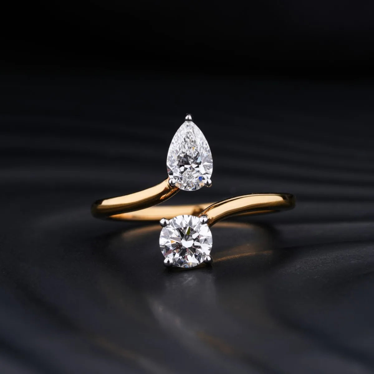 Pear And Round Cut Two Stone Engagement Ring