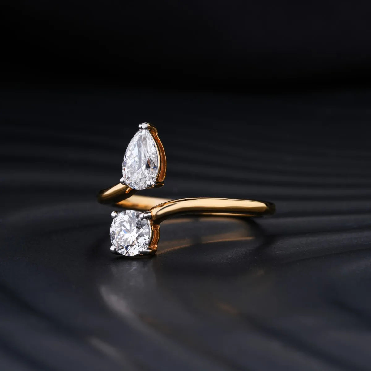 Pear And Round Cut Two Stone Engagement Ring