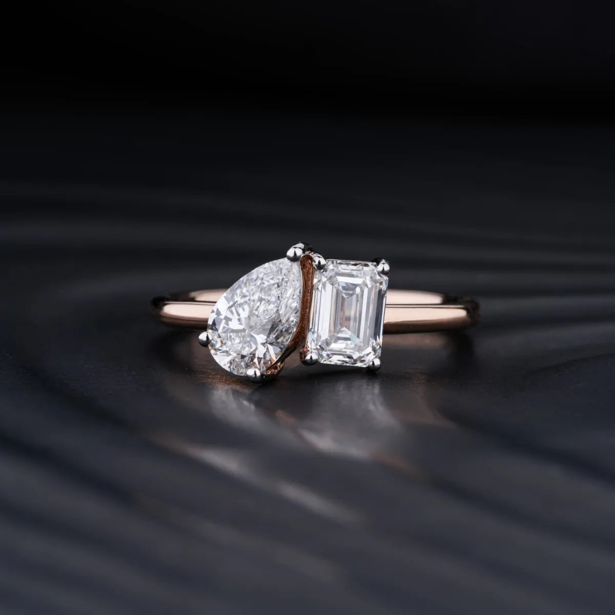 Emerald And Pear Cut Toi Et Moi Engagement Ring