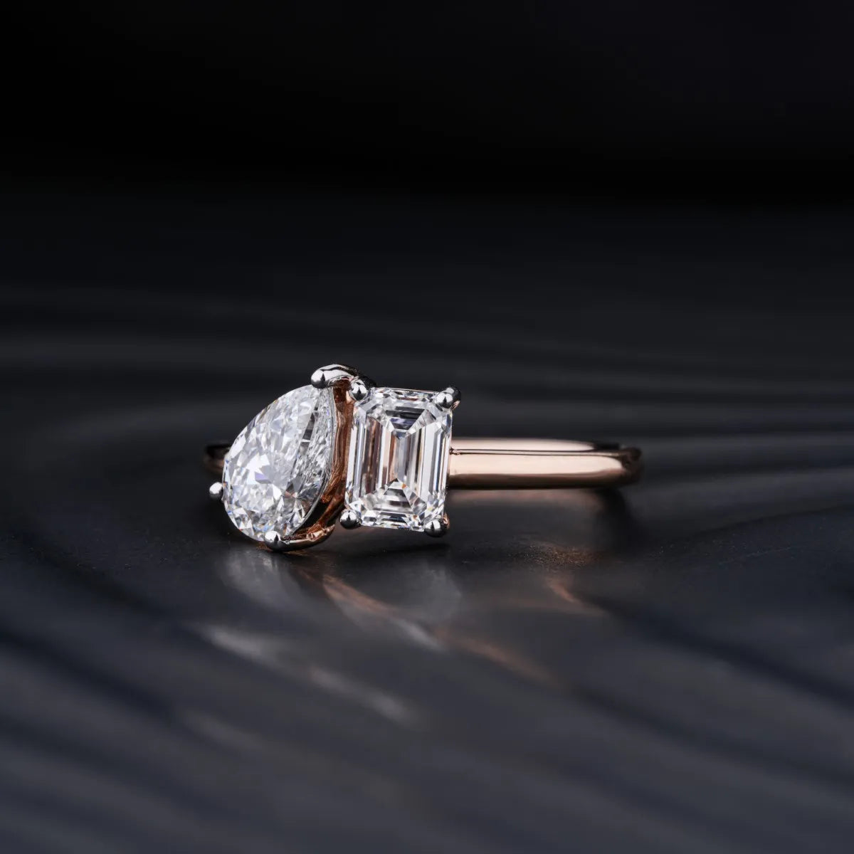 Emerald And Pear Cut Toi Et Moi Engagement Ring