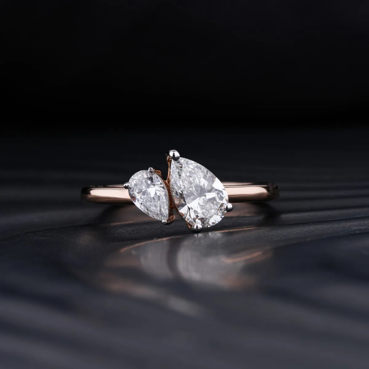 Toi Et Moi Double Pear Engagement Ring