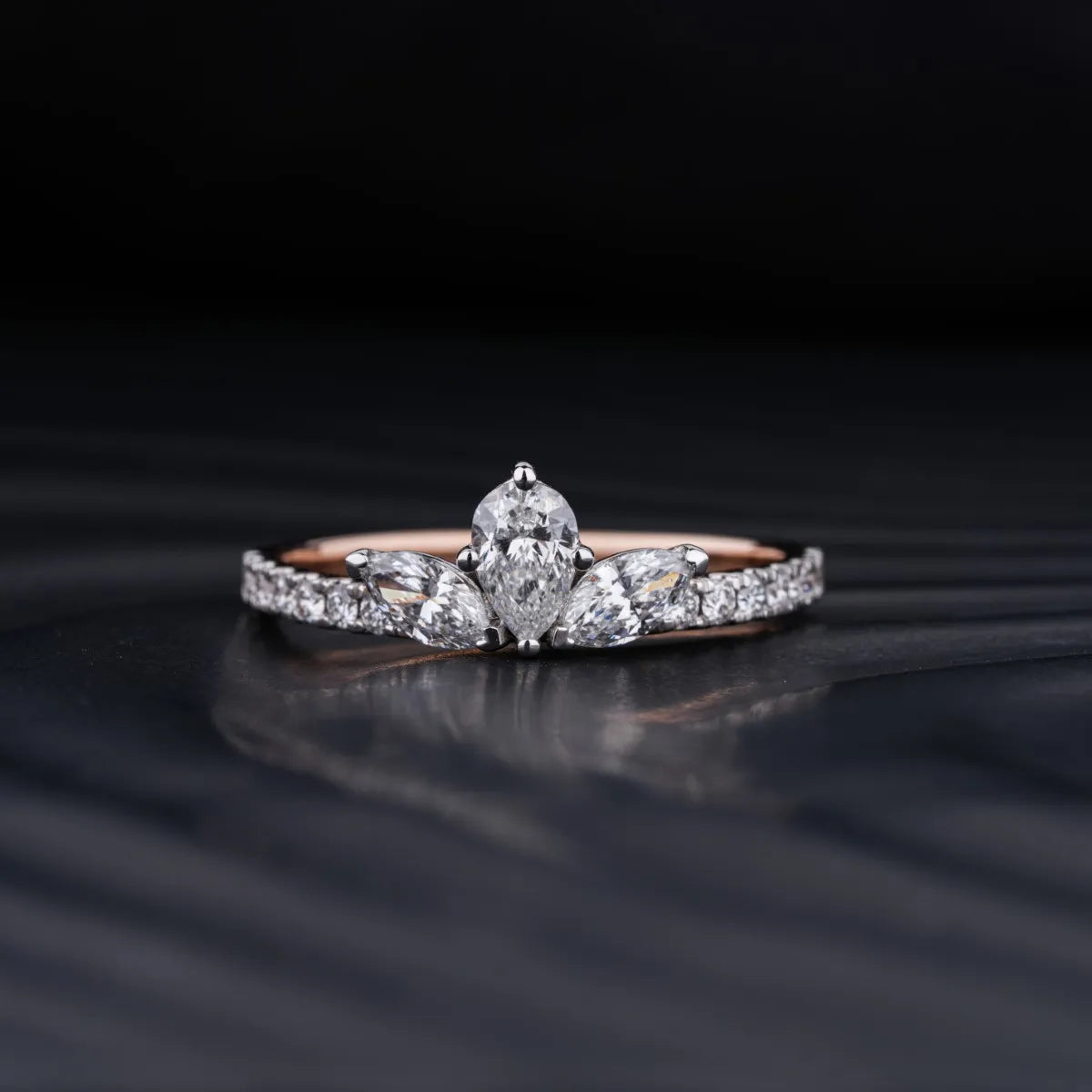 Marquise Trilogy Ring With Side Diamonds