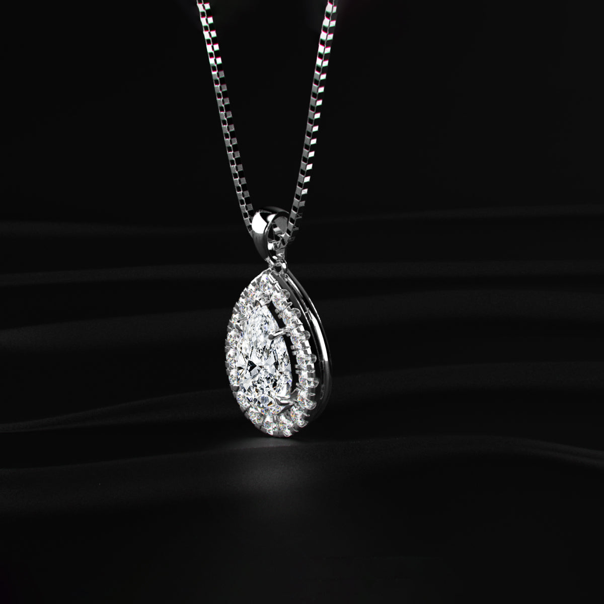 Pear Diamond Halo Pendant