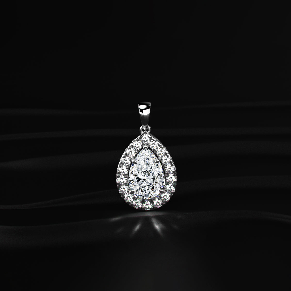 Pear Diamond Halo Pendant