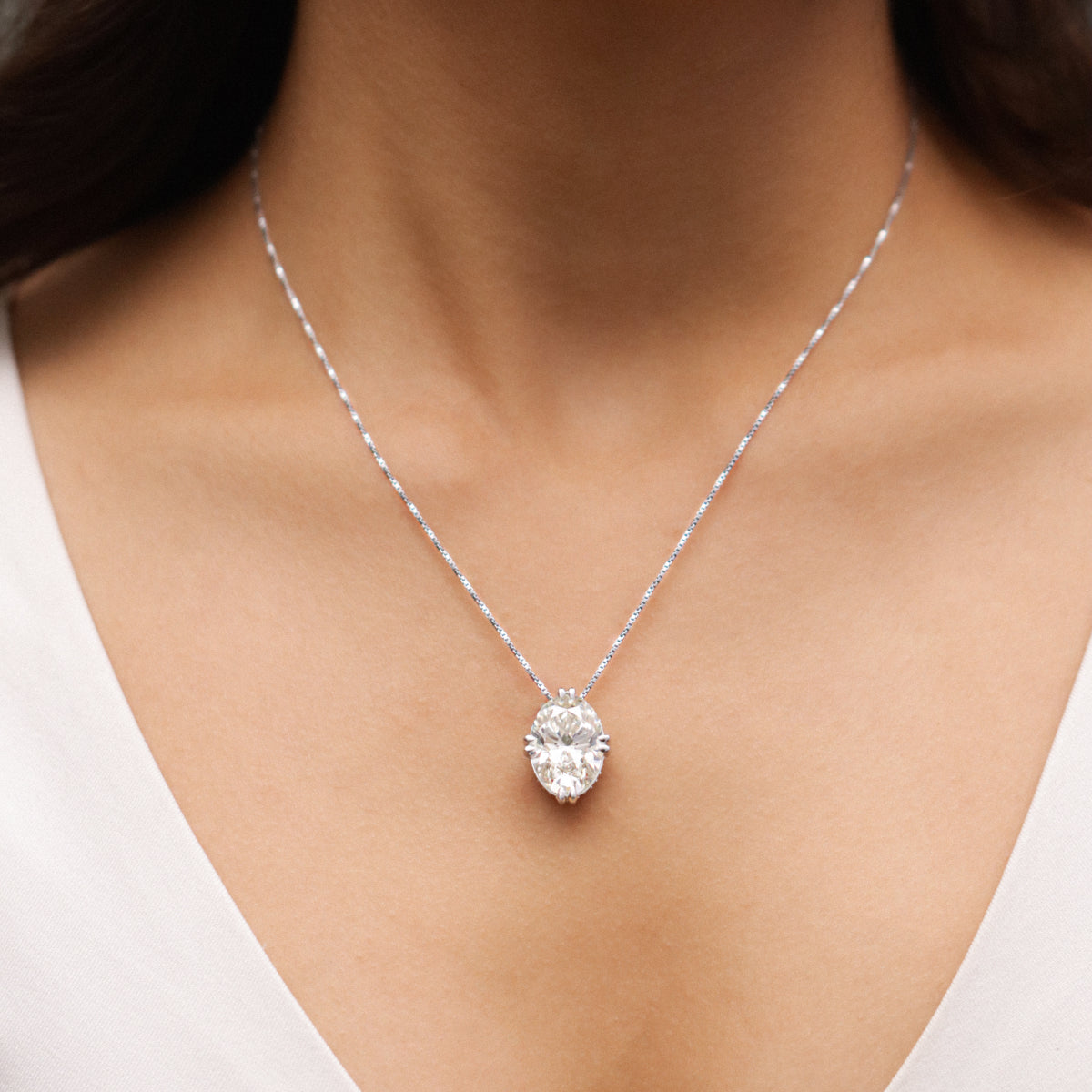 10 Ct Oval Solitaire Pendant With Hidden Halo