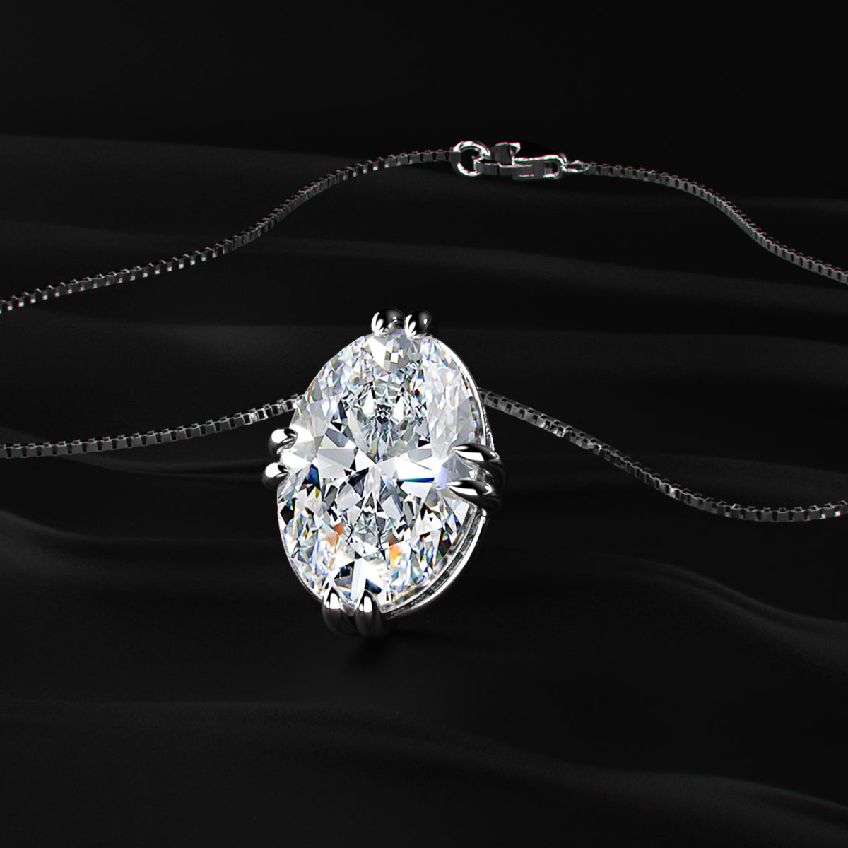 10 Ct Oval Solitaire Pendant With Hidden Halo