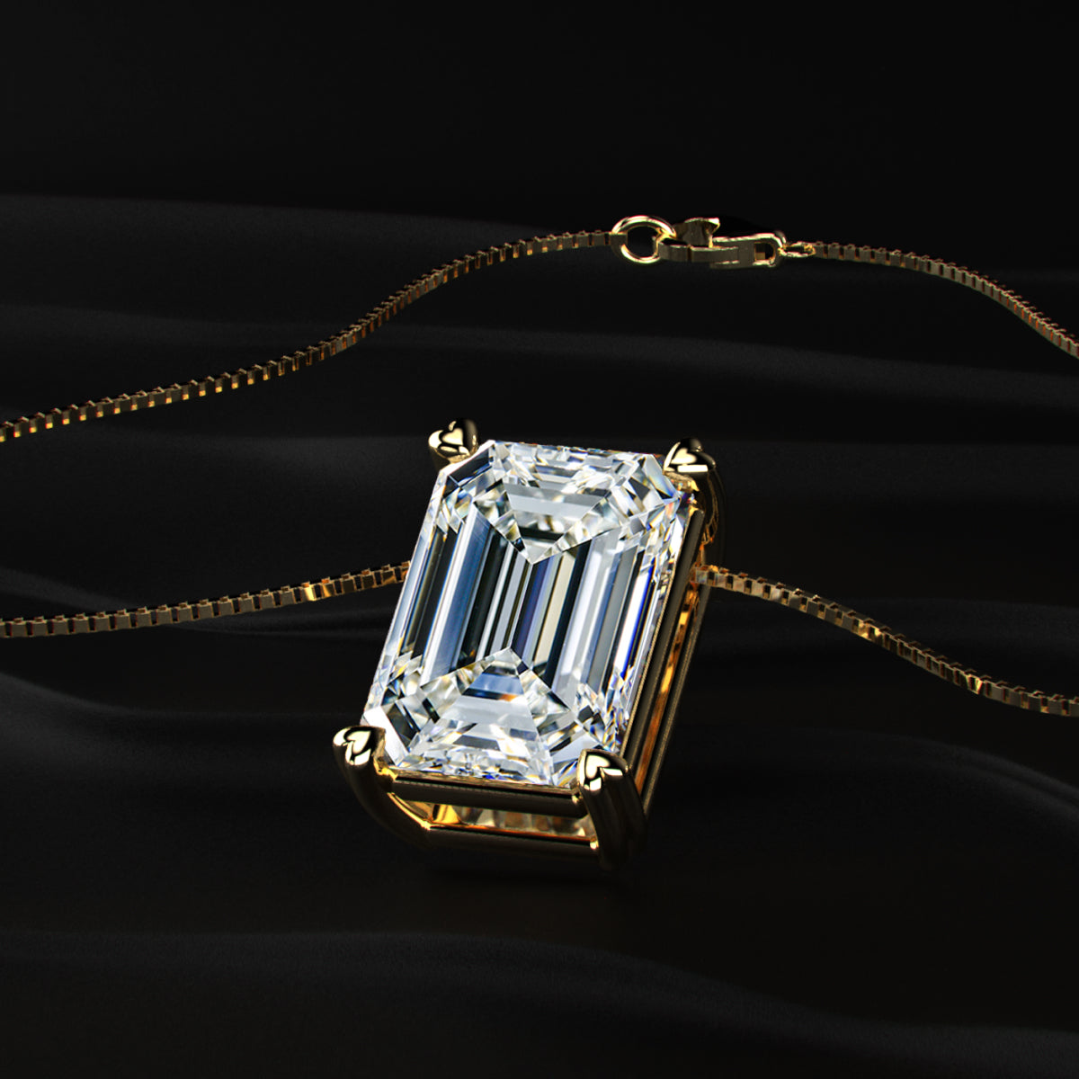 12 Carat Emerald Cut Solitaire Pendent | Earthly Jewels