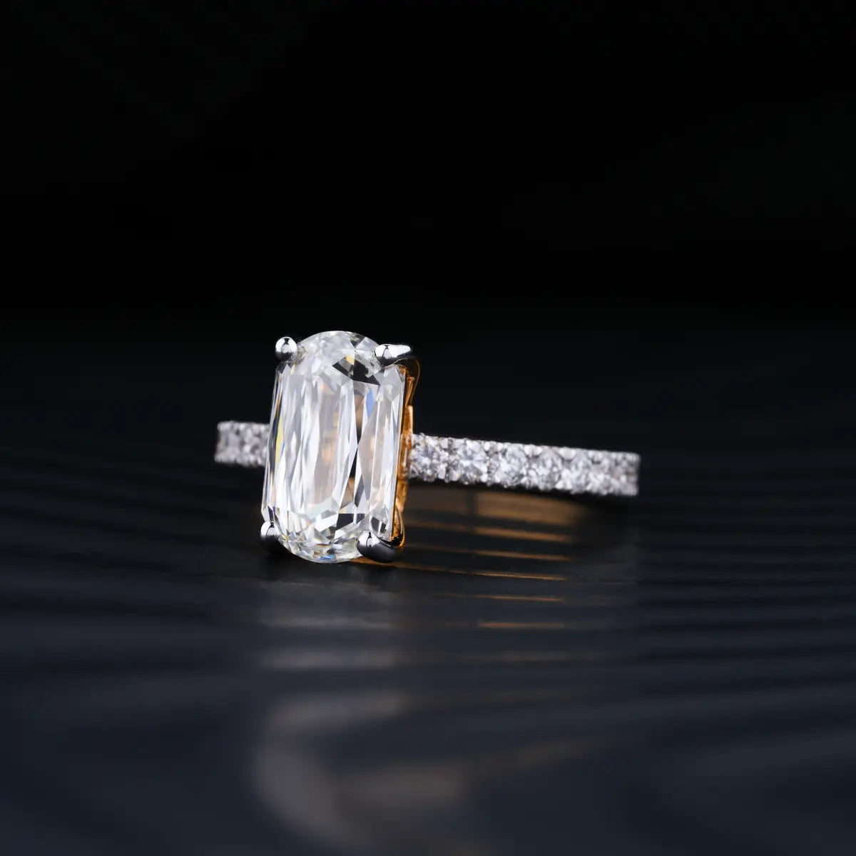 Basket of Mixed Cushion Solitaire Ring