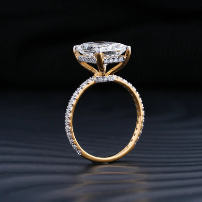 Radiant Engagement Ring Hidden Halo