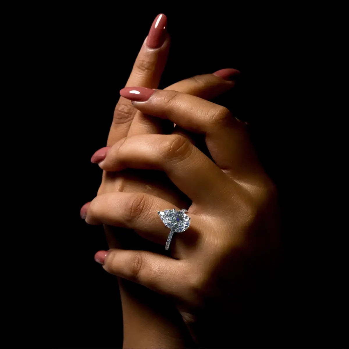 Pear Hidden Halo Engagement Ring | Earthly Jewels