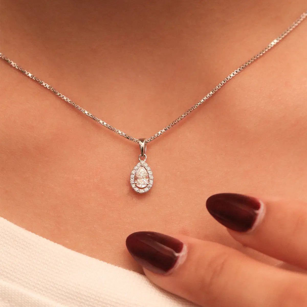 Pear Shaped Diamond Halo Pendant