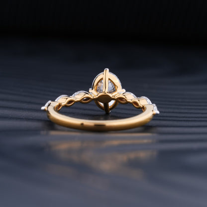 Oval Diamond Ring With Marquise Side Stones | Earthly Jewels