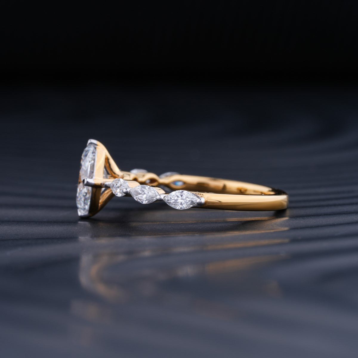 Oval Diamond Ring With Marquise Side Stones | Earthly Jewels