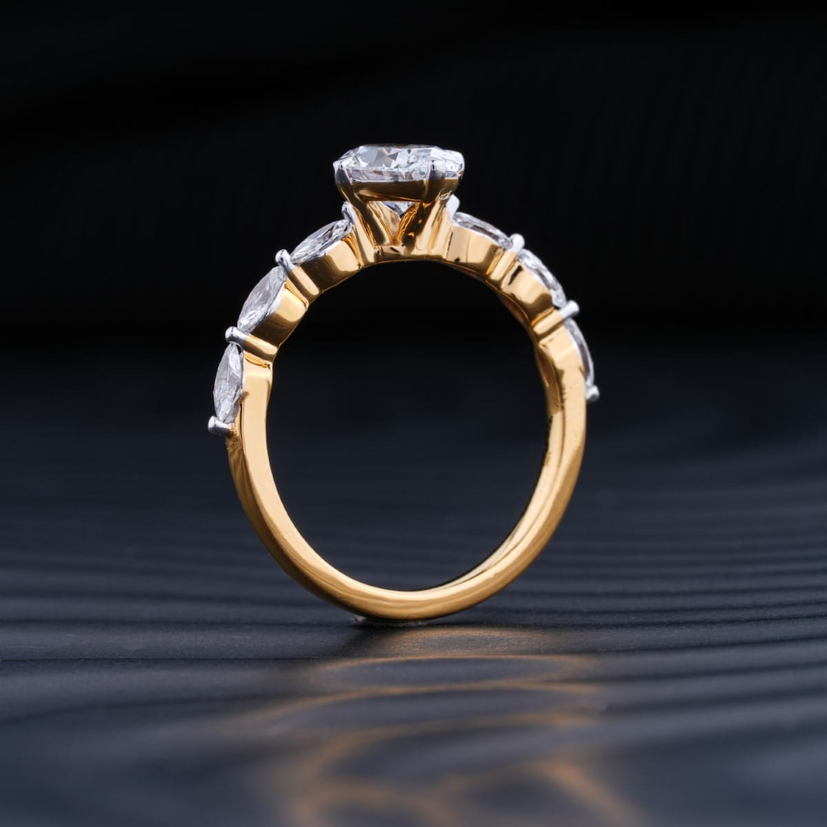 Oval Diamond Ring With Marquise Side Stones | Earthly Jewels