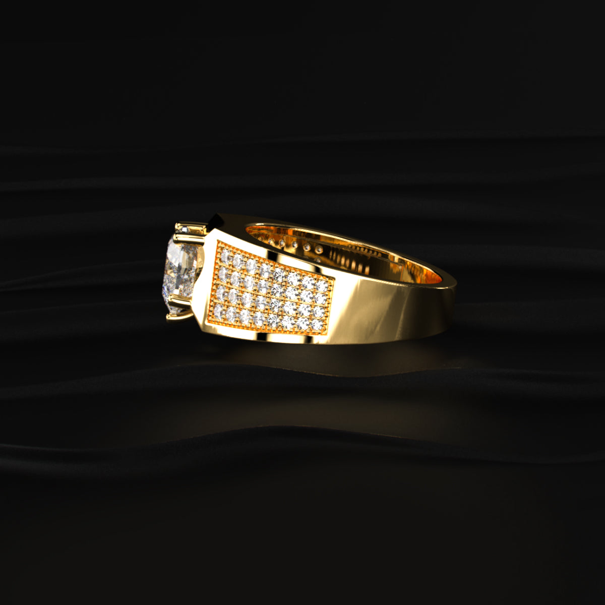 Heart Shape Solitaire With Grain Setting Ring For Male