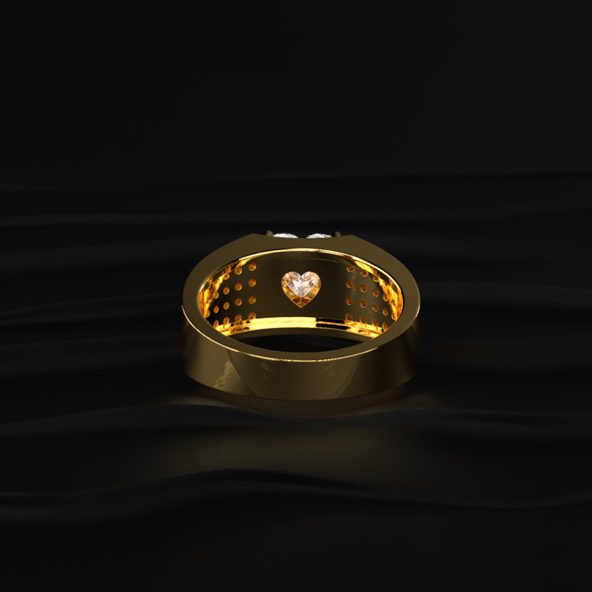 Heart Shape Solitaire With Grain Setting Ring For Male