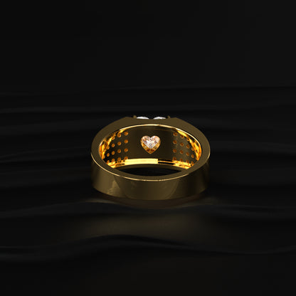 Heart Shape Solitaire With Grain Setting Ring For Male
