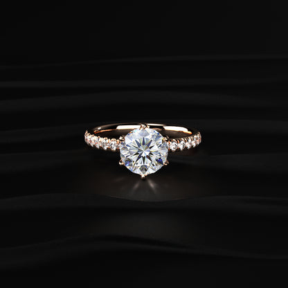 Round Diamond Pave Engagement Ring | Earthy Jewels