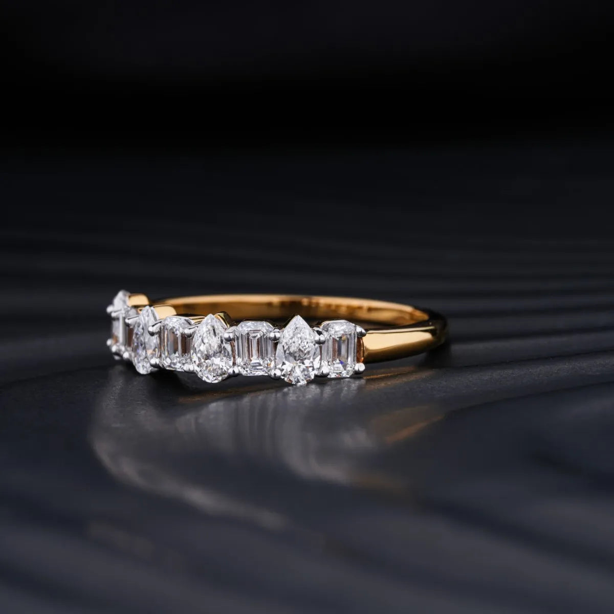 Pear And Emerald Cut Half Eternity Ring | Earthly Jewels