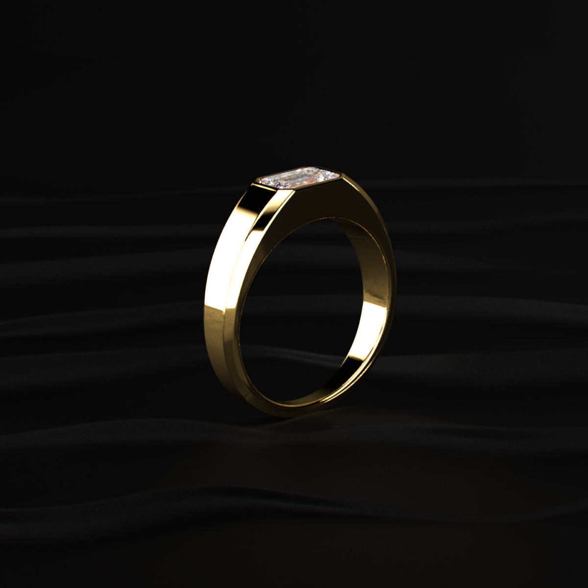 Mens Emerald Cut Diamond Ring