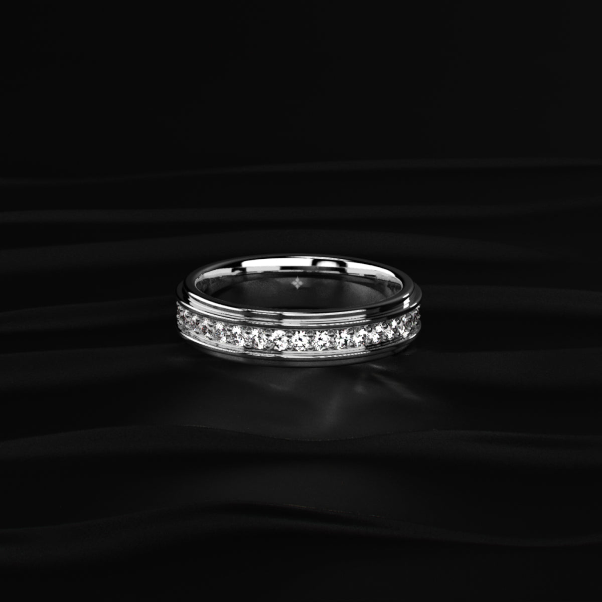 Pave Set Round Diamond Eternity Ring For Men