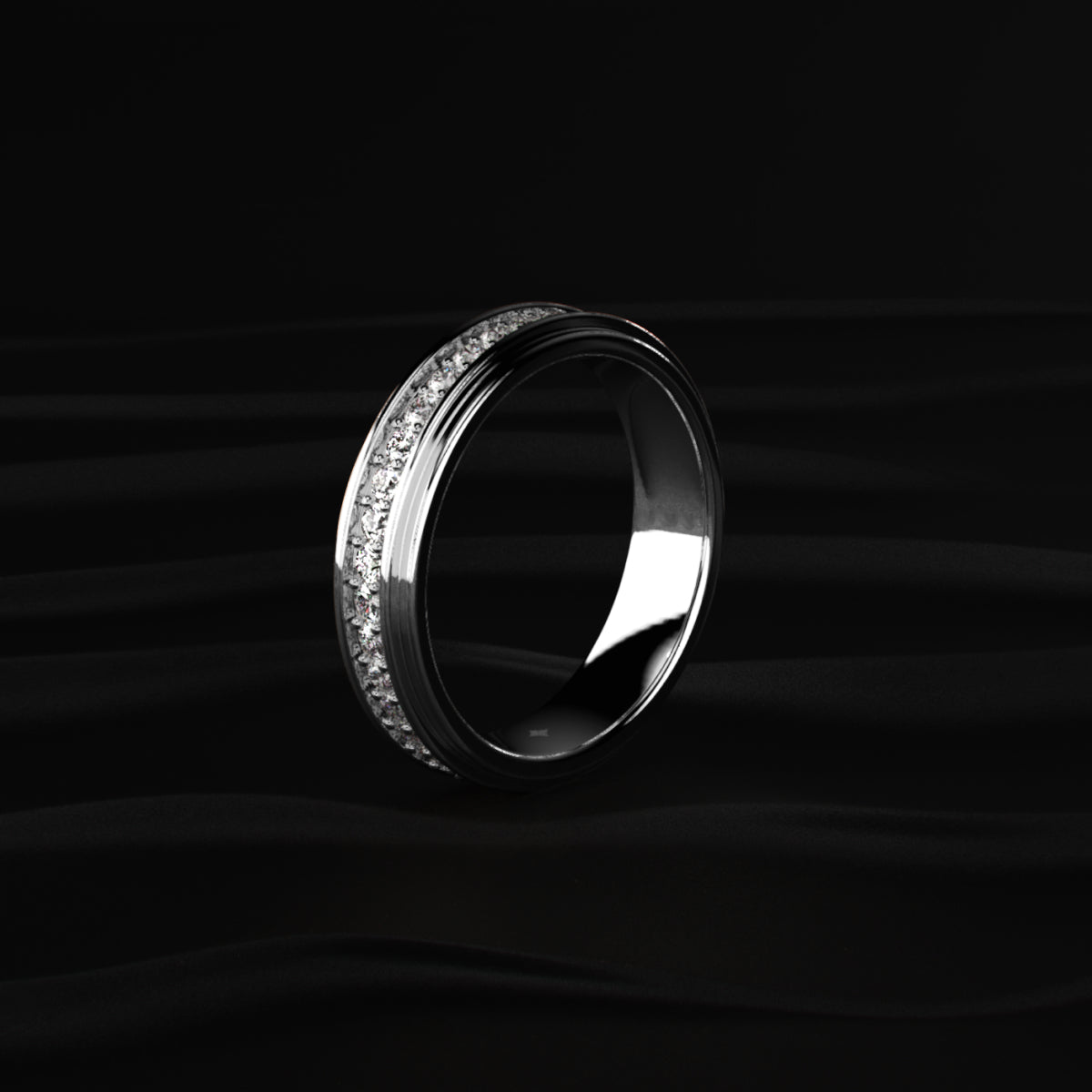 Pave Set Round Diamond Eternity Ring For Men