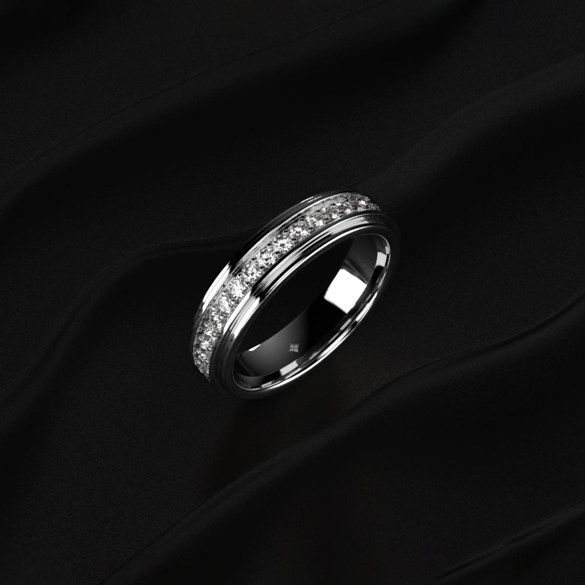 Pave Set Round Diamond Eternity Ring For Men