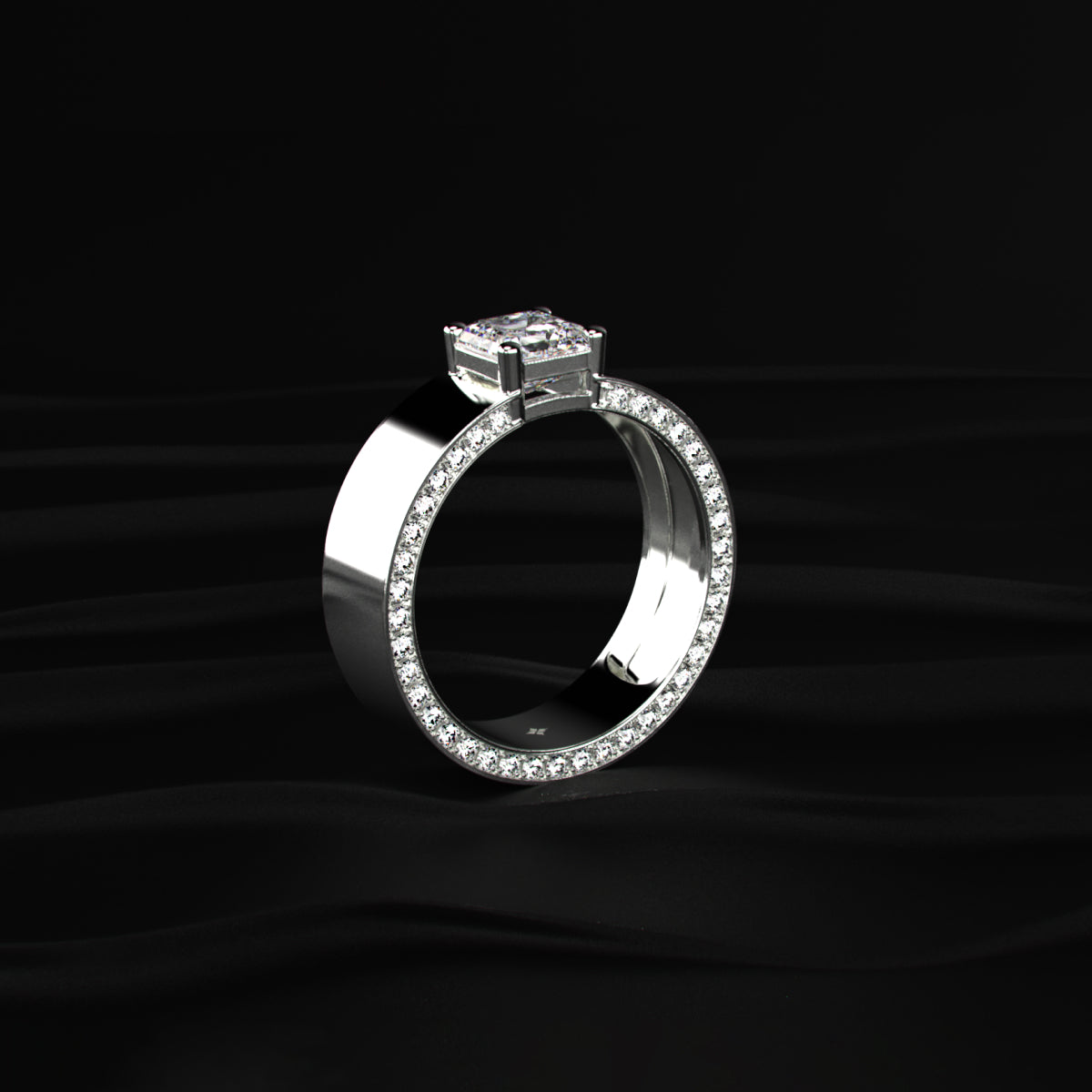 Princess Solitaire Men's Ring With Hidden Diamond