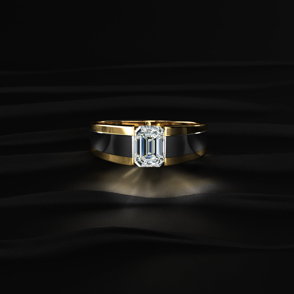 Emerald Cut Men'S Engagement Ring