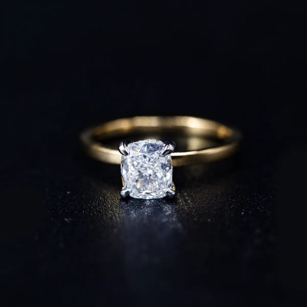 Cushion Solitaire With Double Hidden Halo Ring