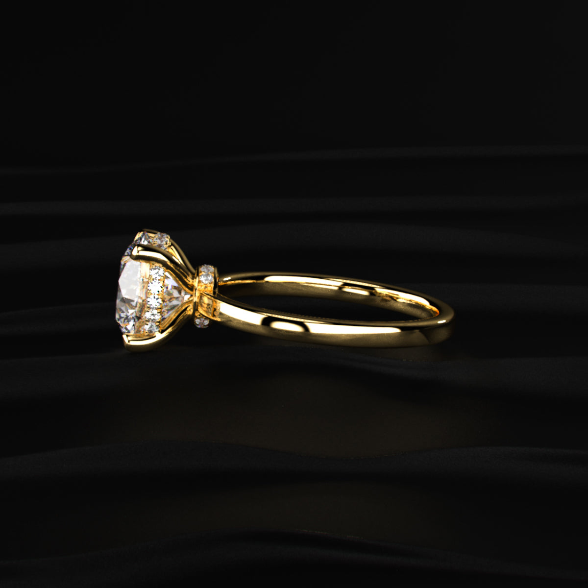 Round Solitaire With Double Hidden Halo Ring | Earthly Jewels