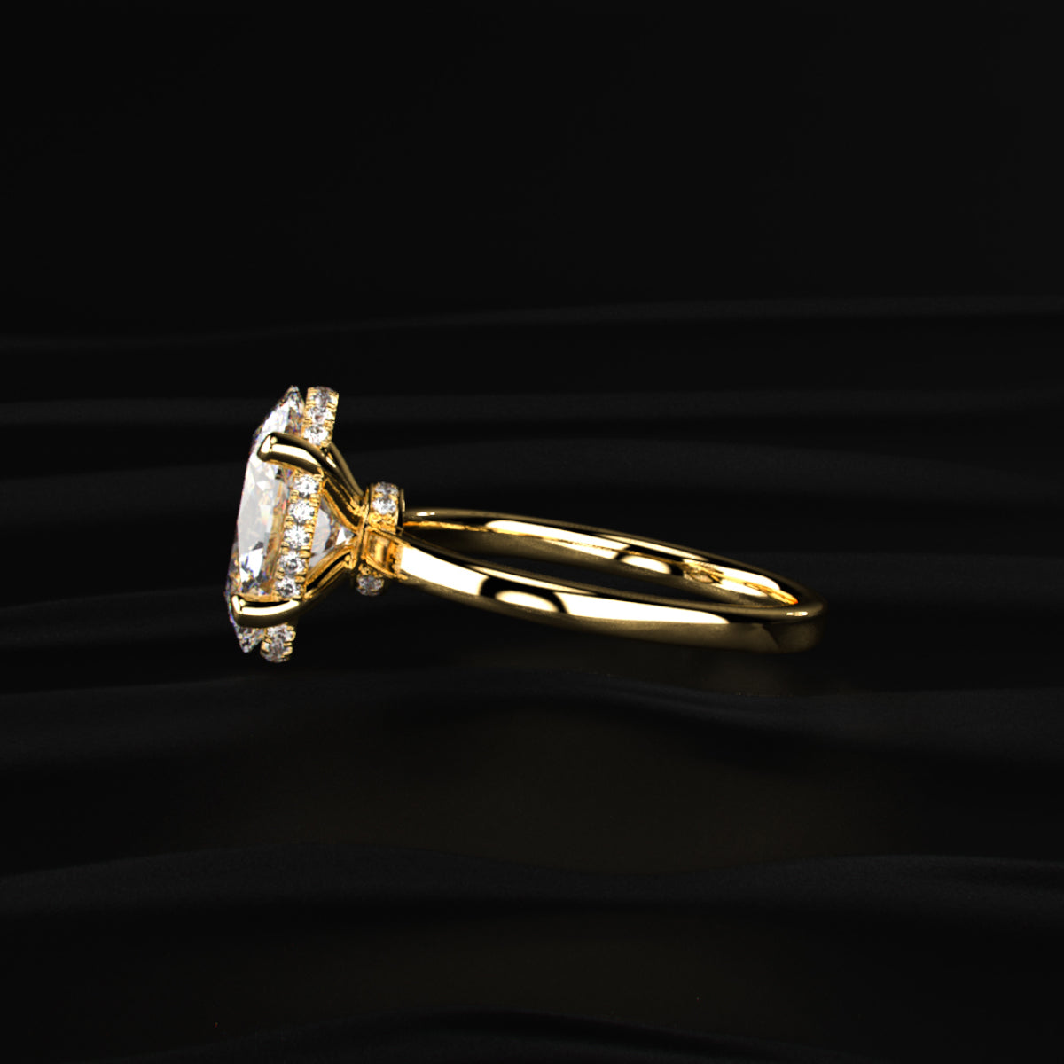 Oval Solitaire Double Hidden Halo Ring | Earthly Jewels