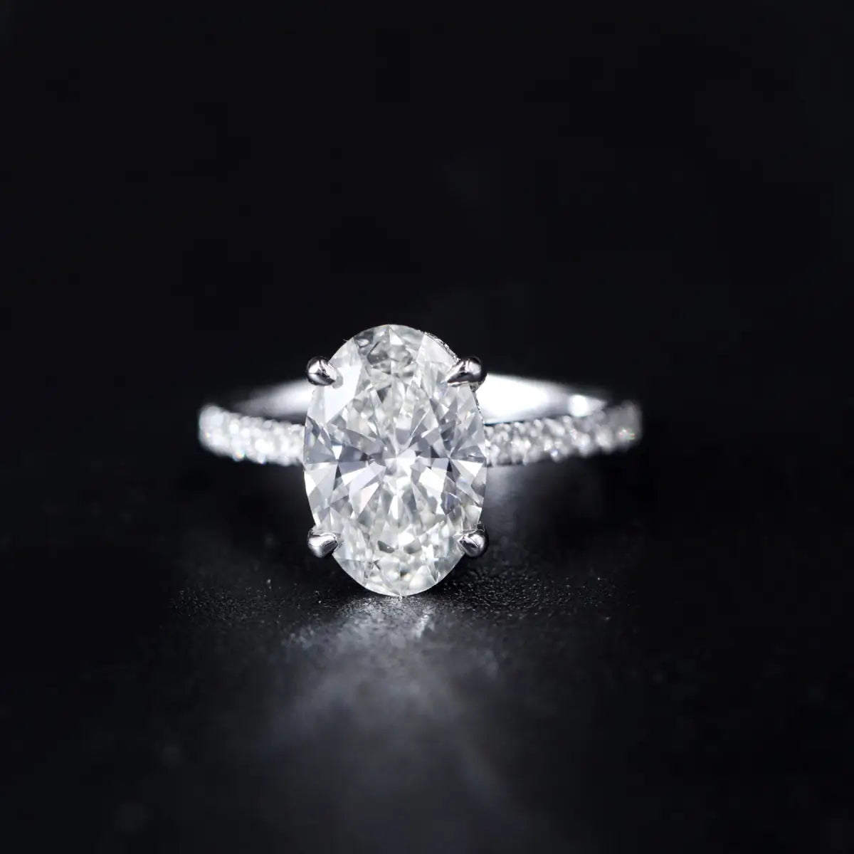 Oval Shape Solitaire With Double Hidden Halo Ring