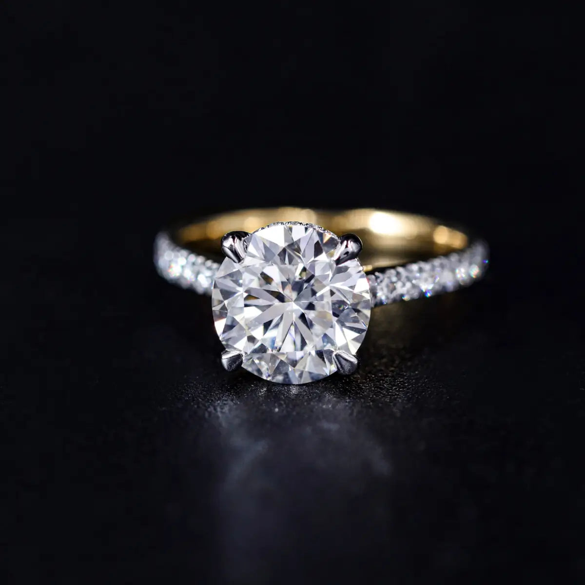 Round Shape Solitaire With Double Hidden Halo Ring