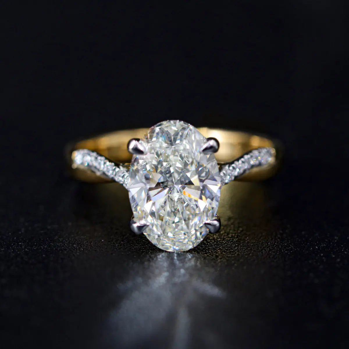 Oval With Twisted Pave Band & Hidden Halo | Earthly Jewels