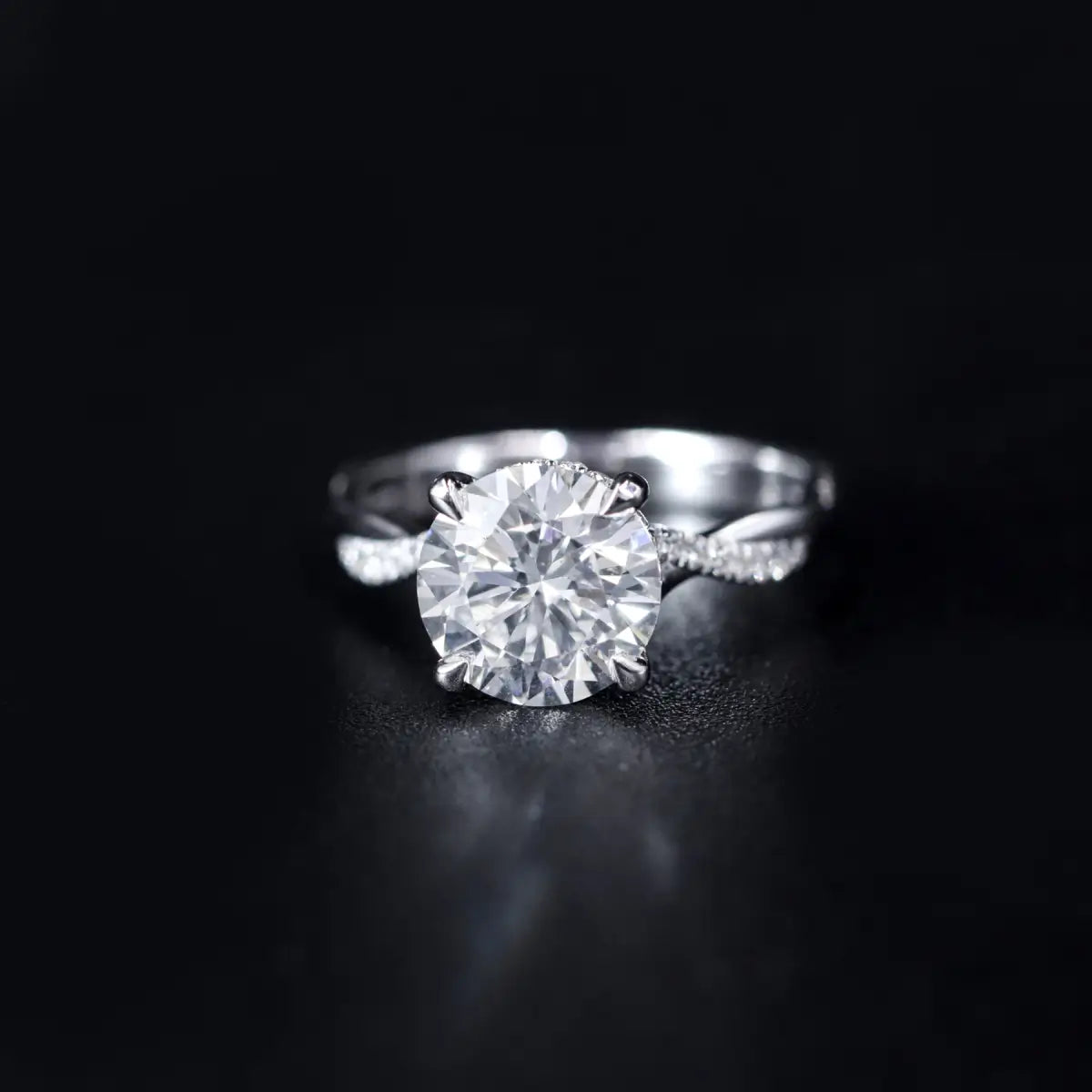 Round With Twisted Pave Band & Hidden Halo | Earthly Jewels