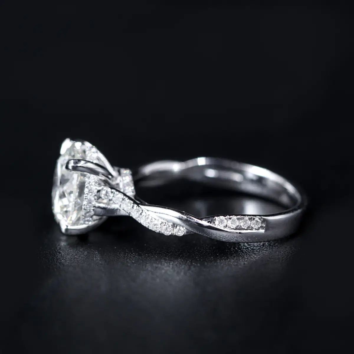 Round With Twisted Pave Band & Hidden Halo | Earthly Jewels