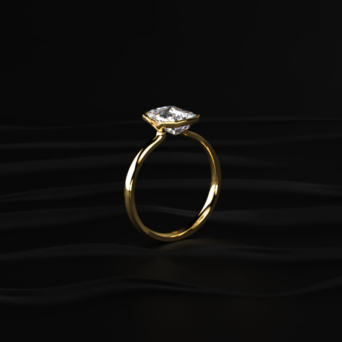 Emerald Solitaire Half Bezel Engagement Ring | Earthly Jewels