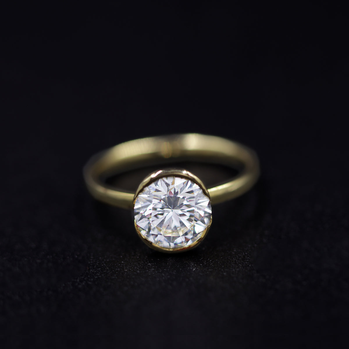 Round Solitaire Half Bezel Engagement Ring