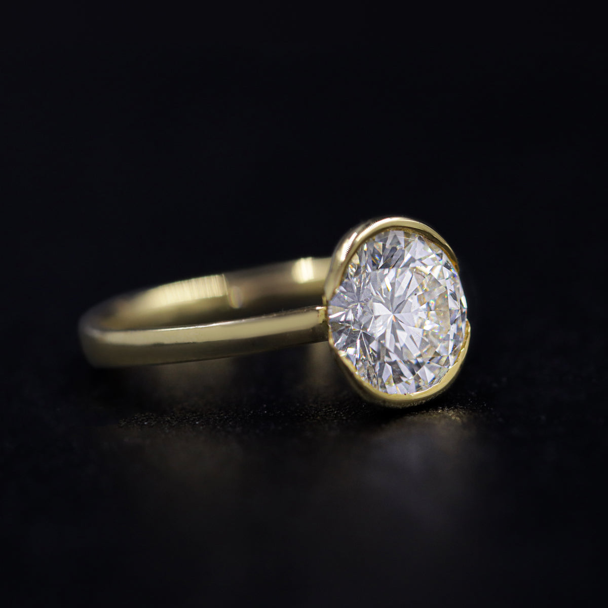 Round Solitaire Half Bezel Engagement Ring