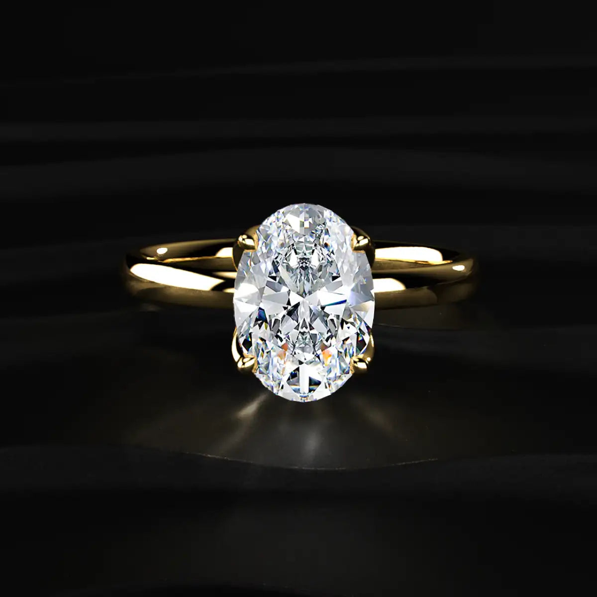 Oval Solitaire Floral Prong Ring
