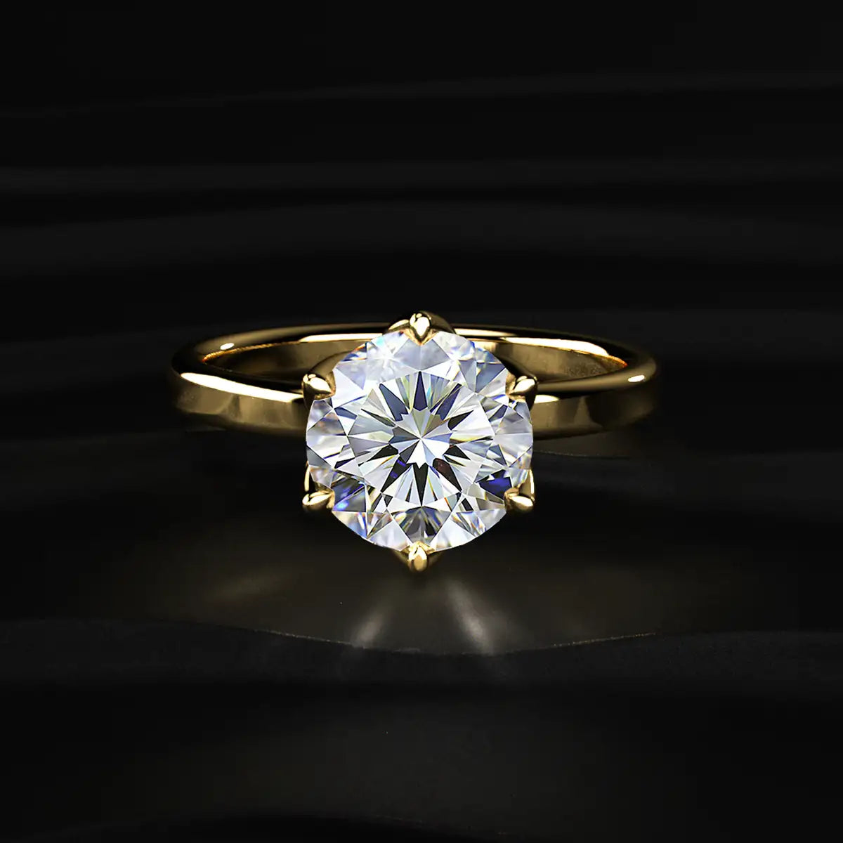 Round Solitaire Engagement Ring With Floral Prongs | Earthly Jewels